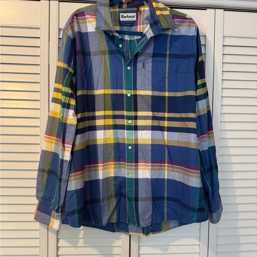 Barbour Blue and Yellow Casual Button Down Shirt